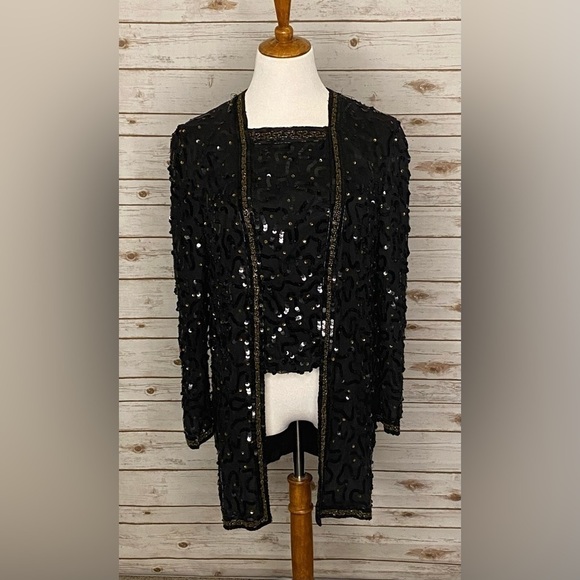Vintage Tops - Vintage Styleworks 100% silk sequin/beaded tunic